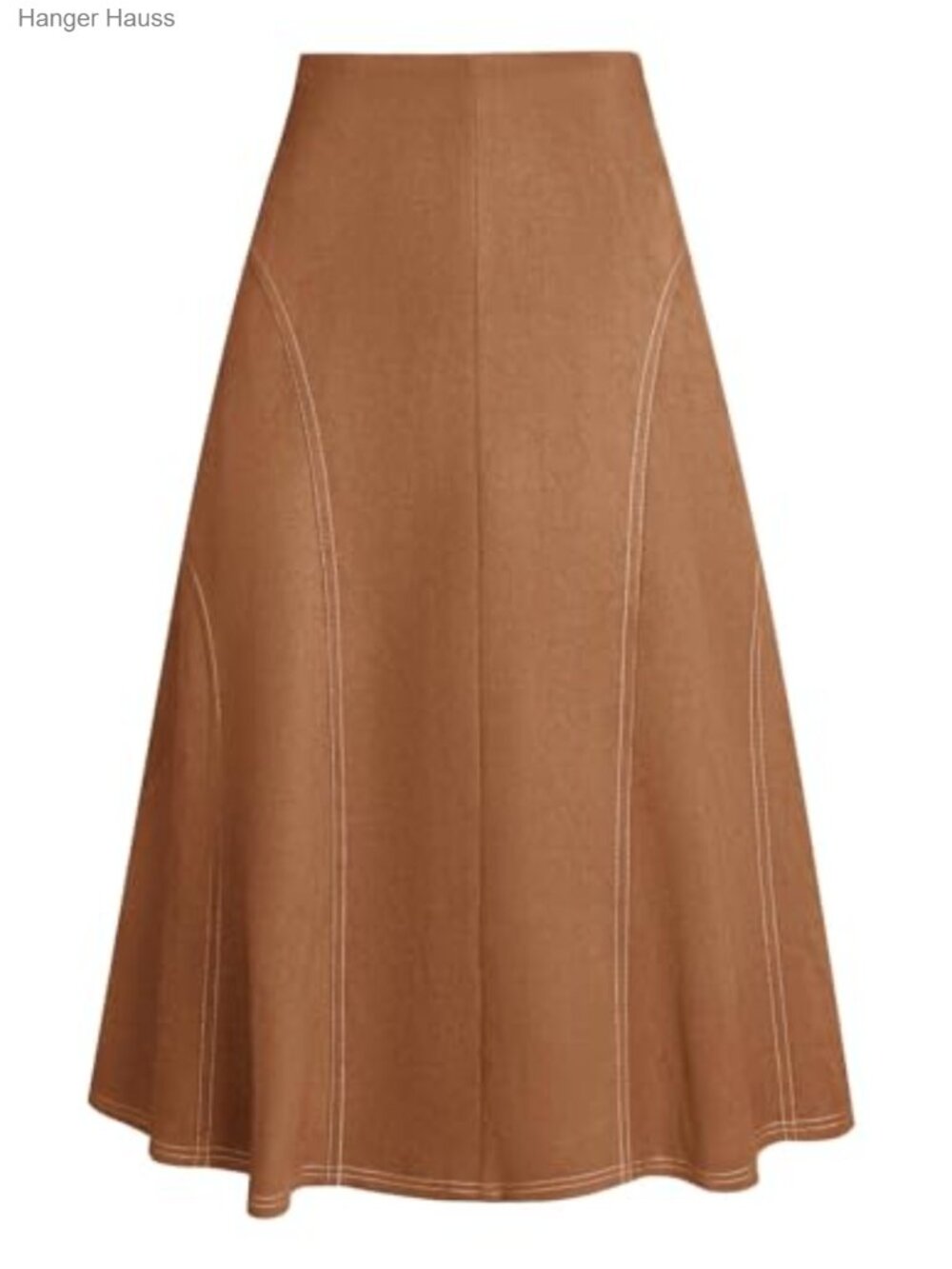 Faux Suede Midi Skirt High Waist A-Line Fall Winter